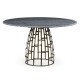 Round Geometric Dome Brass Dining Table with A Grey Marble Top 51