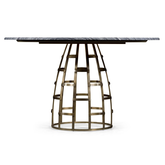 Round Geometric Dome Brass Dining Table with A Grey Marble Top 51