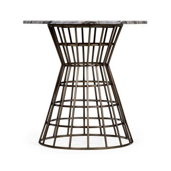 Round Geometric Antique Brass Centre Table with a Grey Marble Top 25