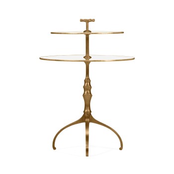 Round Bronze & Glass Side Table