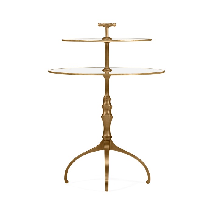 Round Bronze & Glass Side Table