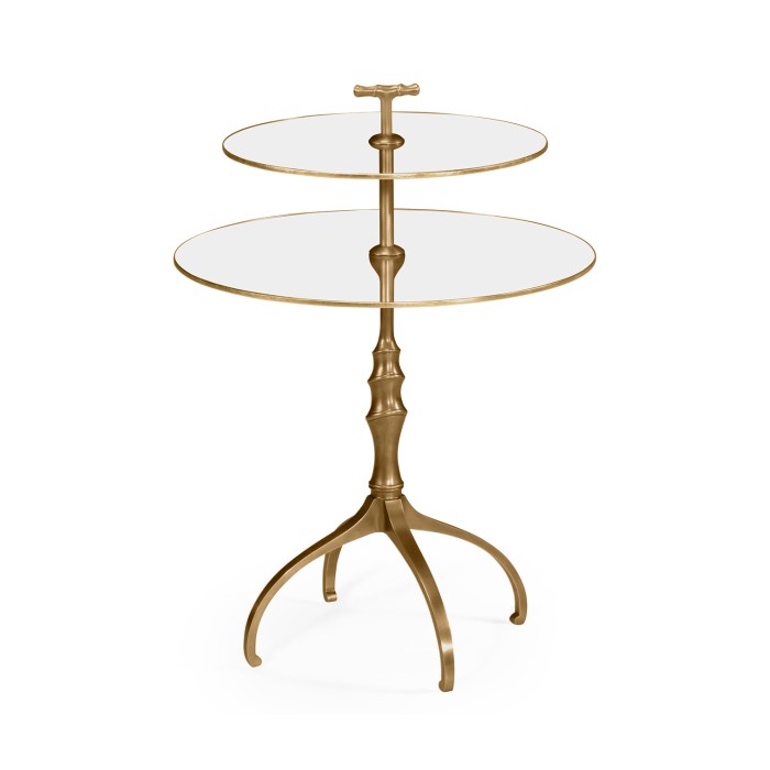 Round Bronze & Glass Side Table
