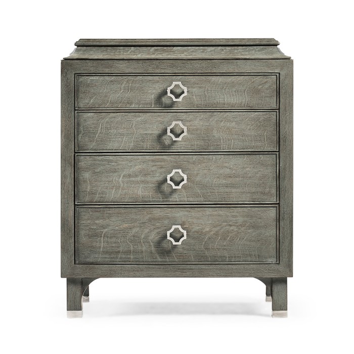 Small Pewter Oak Chest of Drawers