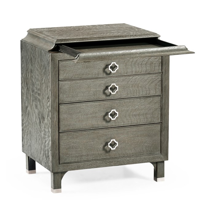 Small Pewter Oak Chest of Drawers