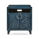 Antique Blue Oak Nightstand with Marble Top