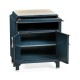 Antique Blue Oak Nightstand with Marble Top