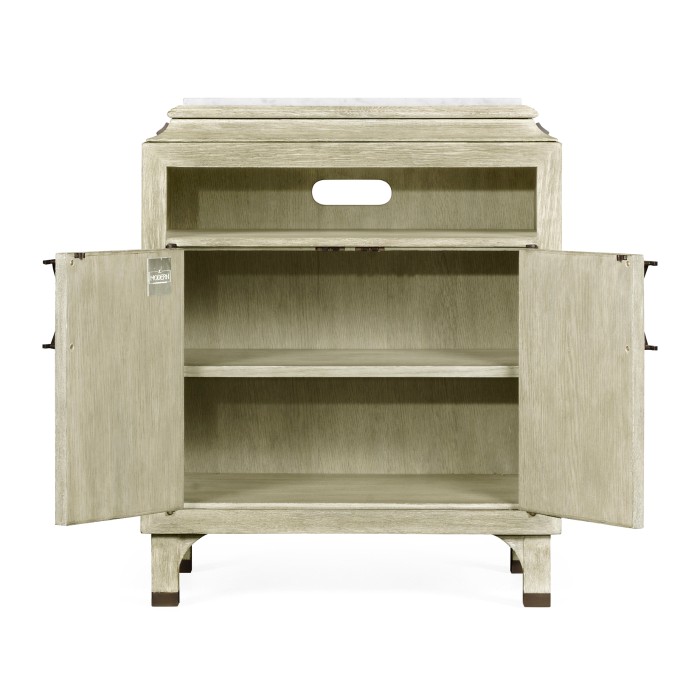Greyed Oak Nightstand with Marble Top