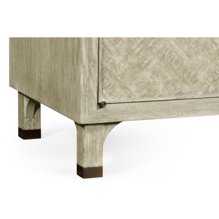 Greyed Oak Nightstand with Marble Top