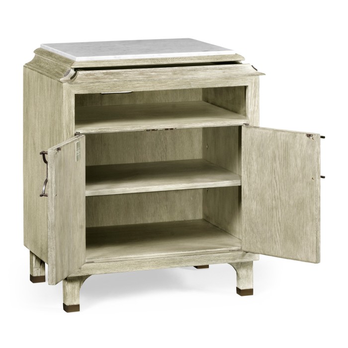 Greyed Oak Nightstand with Marble Top