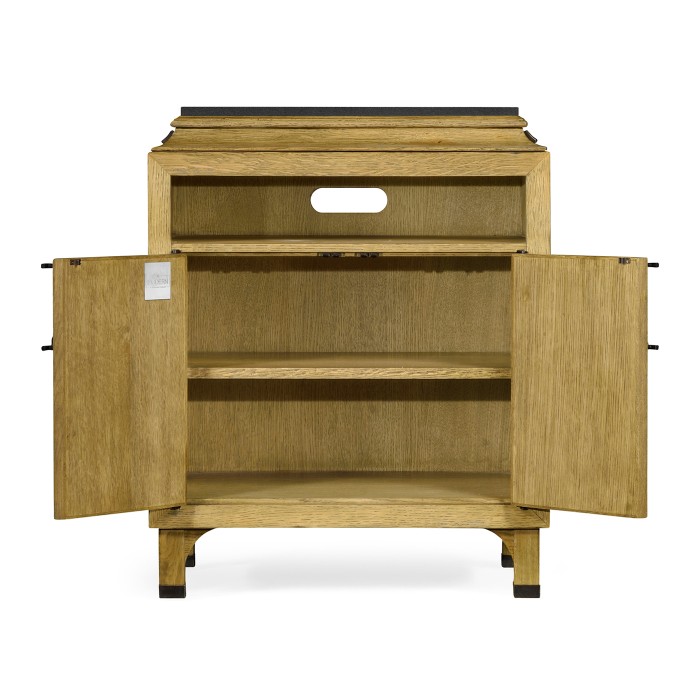 Natural Oak Nightstand with Marble Top