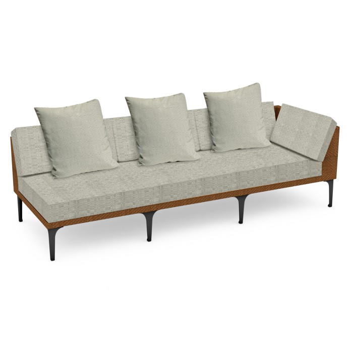 Tan Rattan Left Three-Seat Sofa Sectional 98