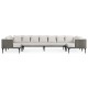 Dark Grey Rattan Outdoor Sectional Sofa Set, Upholstered in COM