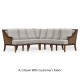 Tan Rattan Outdoor Corner Sofa, Upholstered in COM