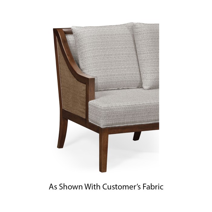 Tan Rattan Outdoor Corner Sofa, Upholstered in COM