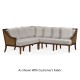 Tan Rattan Outdoor Corner Sofa, Upholstered in COM