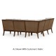 Tan Rattan Outdoor Corner Sofa, Upholstered in COM