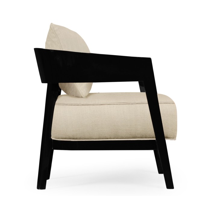 Smoky Black Tub Chair with Back Pillow
