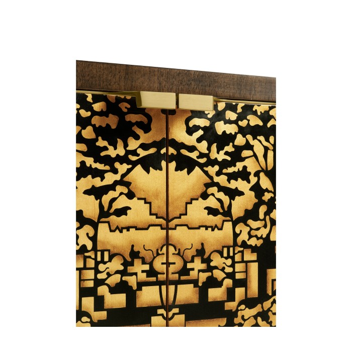 Dark Gold Walnut & Hand Painted TV Cabinet