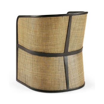 Dark Brown Ash & Woven Rattan Tub Chair