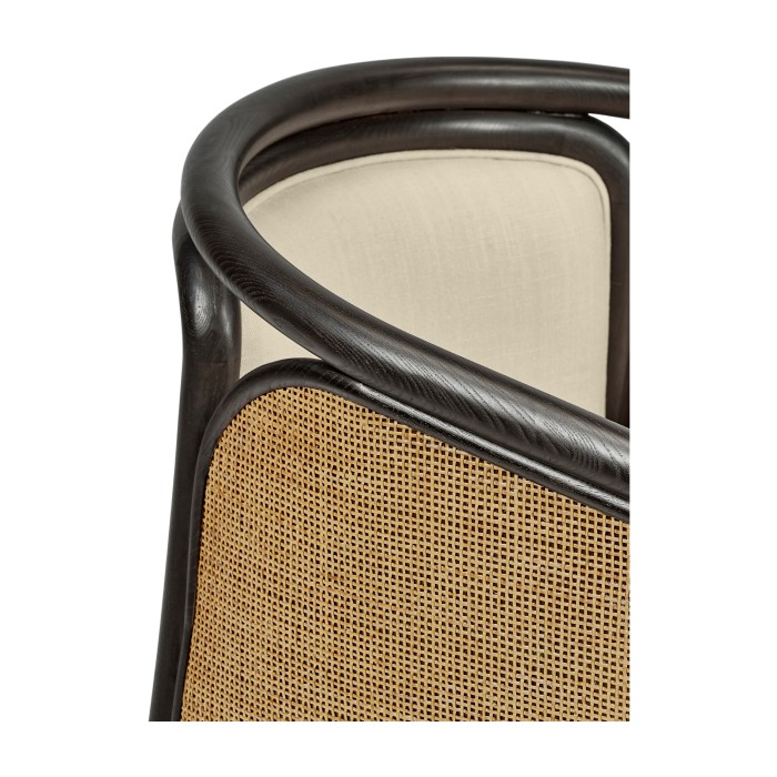 Dark Brown Ash & Woven Rattan Occasional Chair