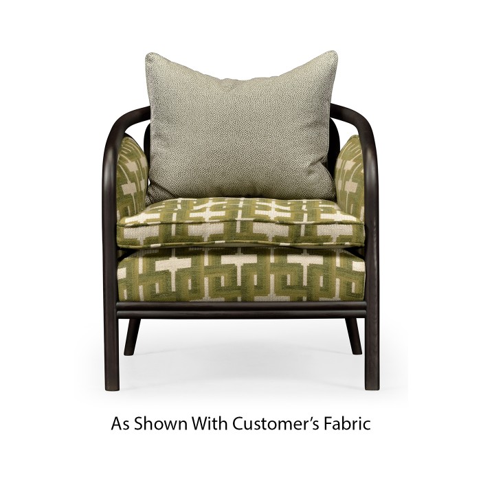 Dark Brown Ash & Woven Rattan Occasional Chair