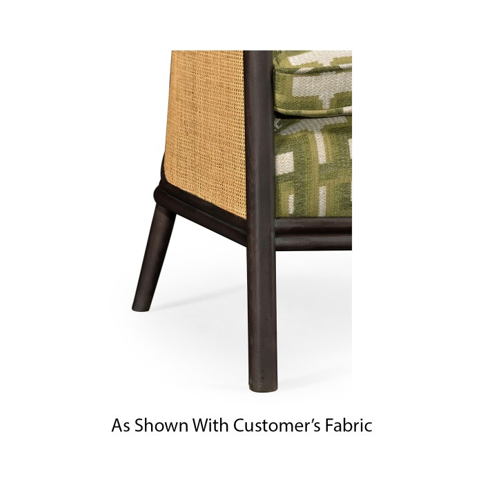 Dark Brown Ash & Woven Rattan Occasional Chair