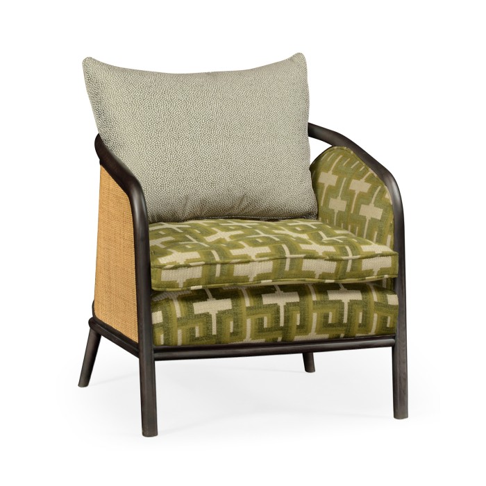 Dark Brown Ash & Woven Rattan Occasional Chair