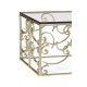 Rectangular Arabesque Silver-Leaf Iron Coffee Table with 20mm Clear Glass Top
