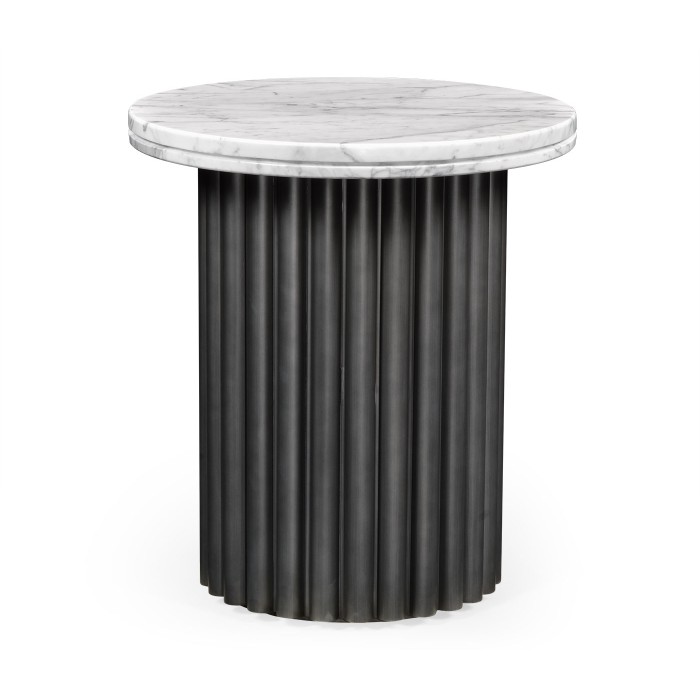 Round Charcoal Grey & Faux Calacatta Oro Marble Side Table