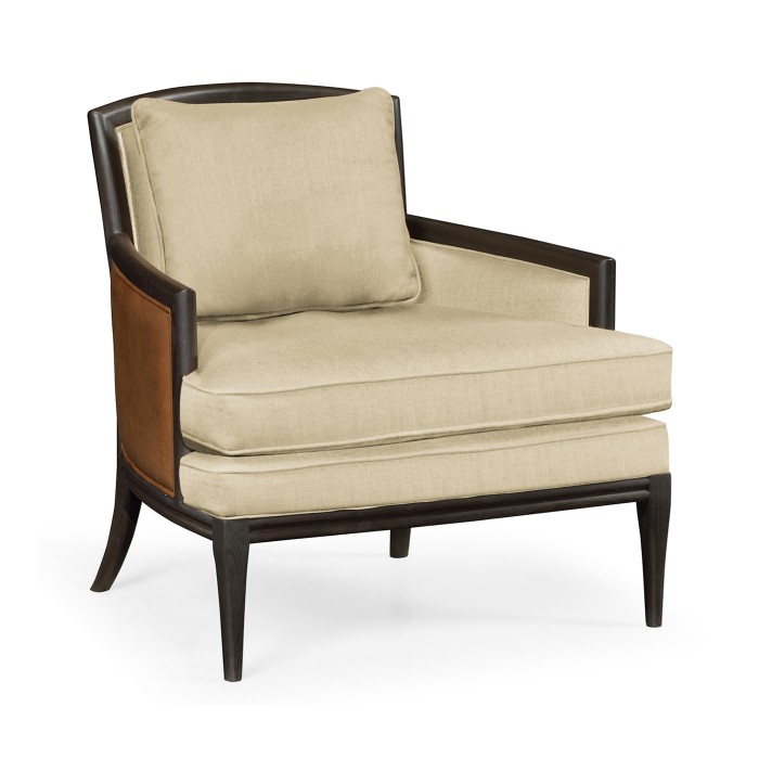 Rounded Back Dark Brown Ash Occasional Chair