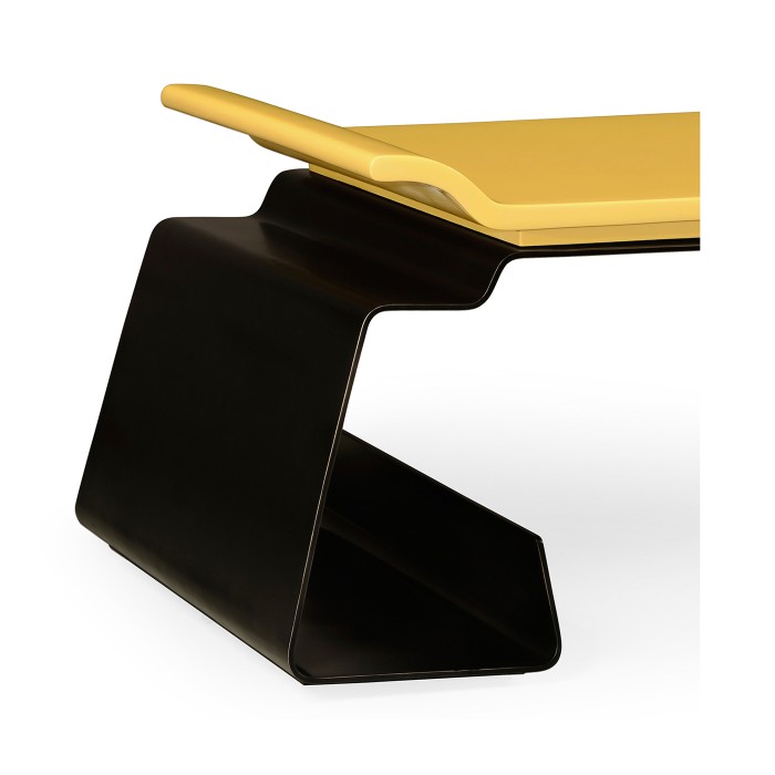 Asian Peking Yellow & Bronzed Iron Coffee Table