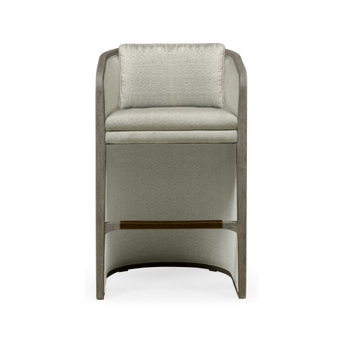Grey & Dark Grey Rattan Tub Bar Stool