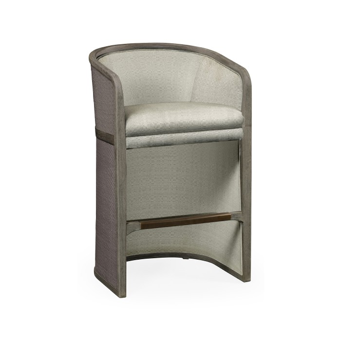 Grey & Dark Grey Rattan Tub Bar Stool