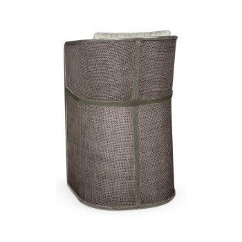 Grey & Dark Grey Rattan Tub Bar Stool