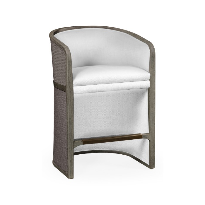 Grey & Dark Grey Rattan Tub Counter Stool