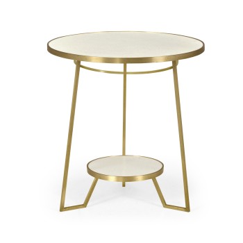 Round Ivory Crackle Ceramic Laquered Lamp Table