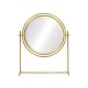 Round Antique Brass & Zebrano Dressing Table Mirror