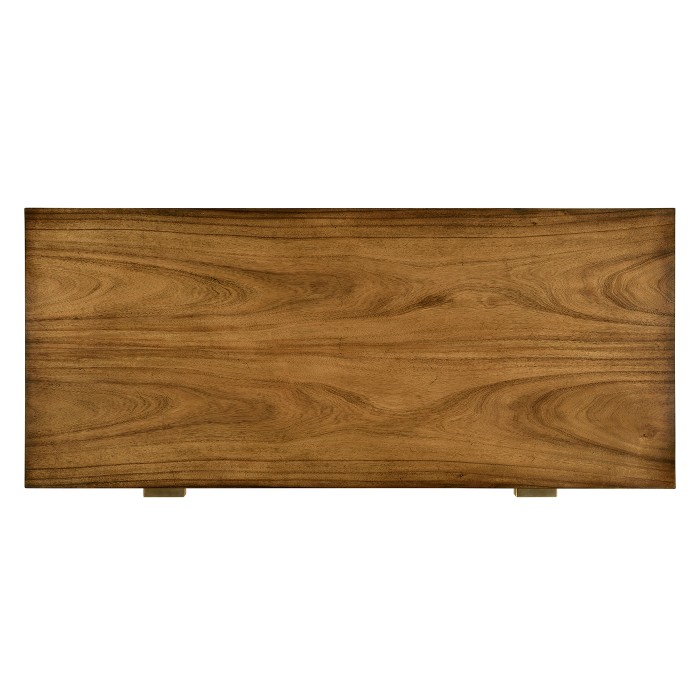 Rectangular Medium Brown Elm Chest of Five Drawers