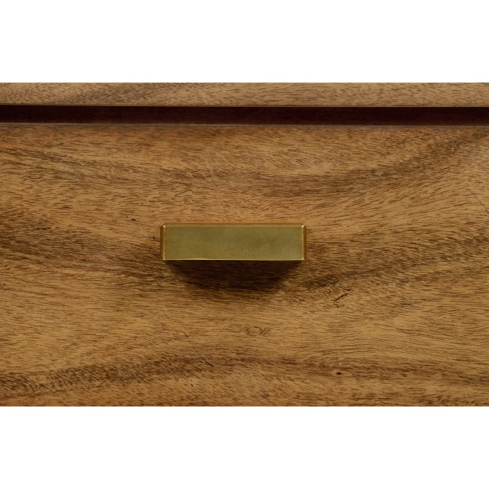 Rectangular Medium Brown Elm Chest of Five Drawers