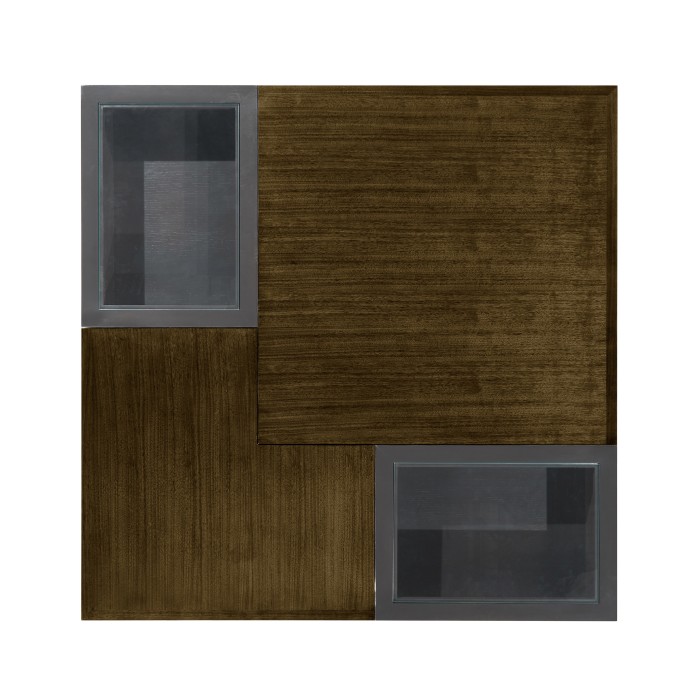 Square Autumn Walnut Coffee Table with Two Glass Top Drawers