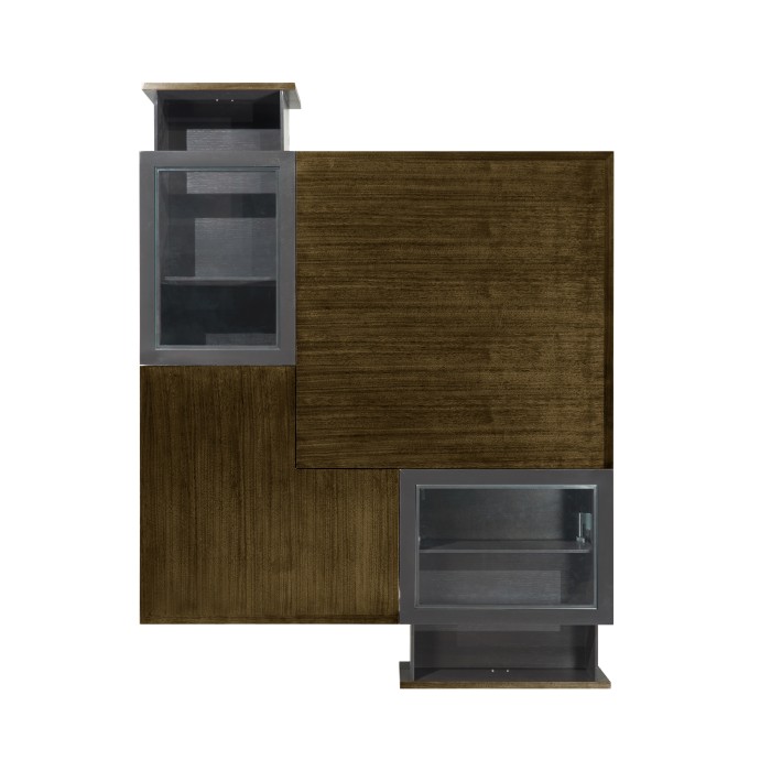 Square Autumn Walnut Coffee Table with Two Glass Top Drawers