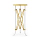 Small Round Antique Satin Gold Brass & Antique Glass Vanity Table