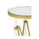 Small Round Antique Satin Gold Brass & Antique Glass Vanity Table