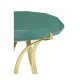 Round Jewel Style Brass & Daphne Blue Diamond Cut End Table