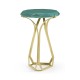 Round Jewel Style Brass & Daphne Blue Diamond Cut End Table