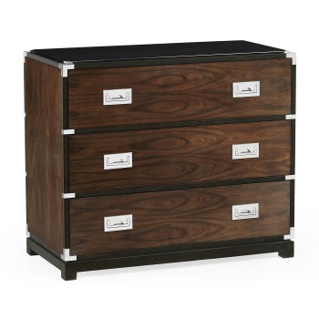Campaign Style Dark Santos Rosewood Chest of Three Drawers