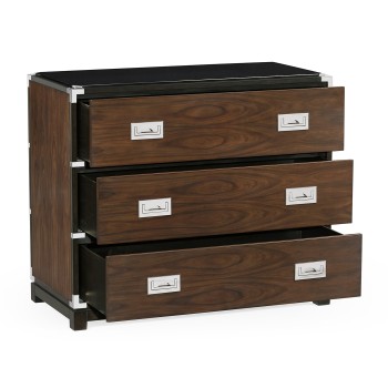 Campaign Style Dark Santos Rosewood Chest of Three Drawers