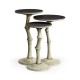 Set of Three Bamboo Style Bone Eggshell & Cerused Oak Nesting Tables