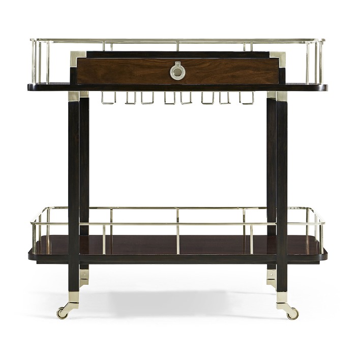 Rectangular Campaign Style Rolling Bar Cart