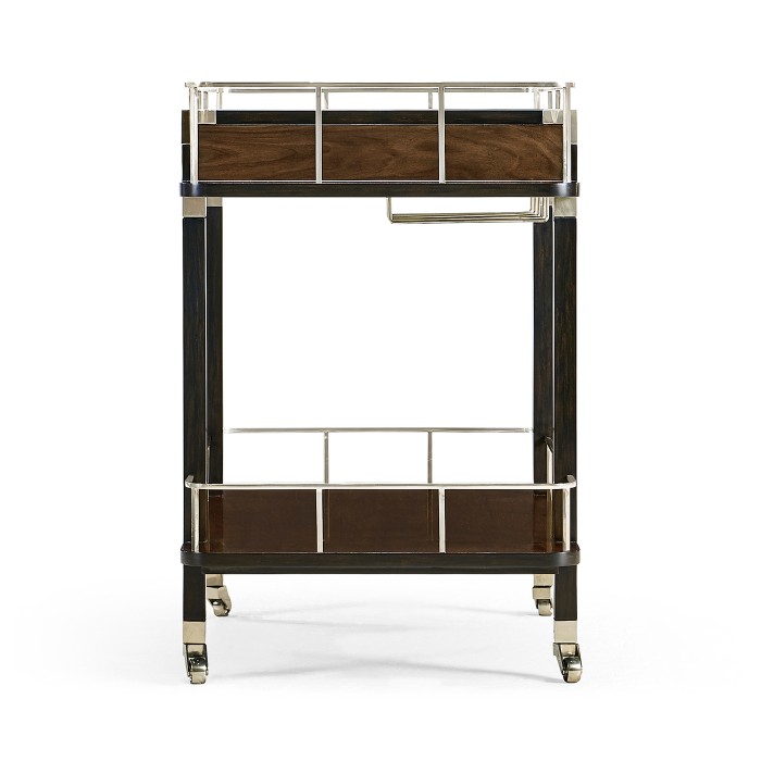 Rectangular Campaign Style Rolling Bar Cart